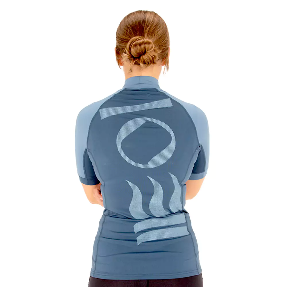 Fourth Element Women's Short Sleeve Hydro-T Rashguard - Ocean Blue/Deep Blue - Image 3